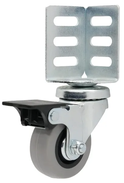 גלגל "2 מסתובב גליל גומי מיסב אטום עם זווית לתפיסה מהצד + מעצור